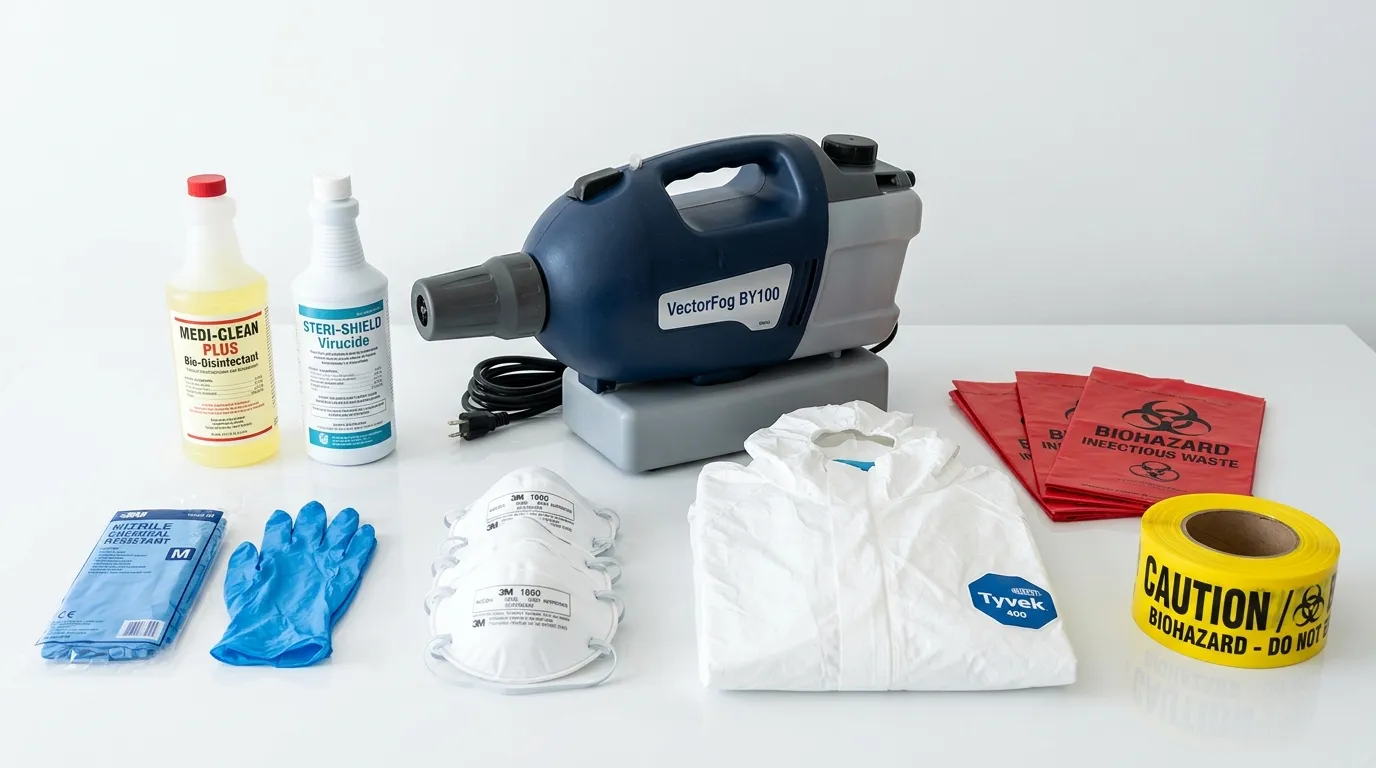 Professional biohazard remediation crew working in Portola Hills